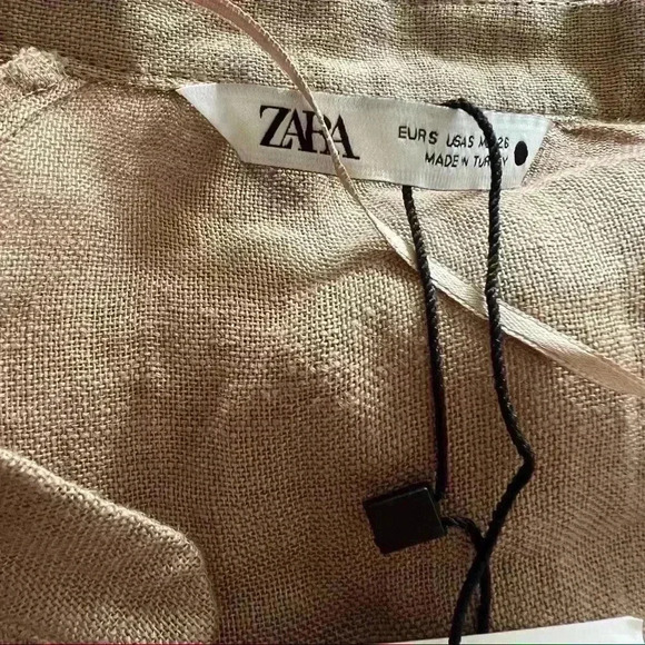 New Zara Linen Shirt Dress Camel New Buttons - Picture 15 of 15